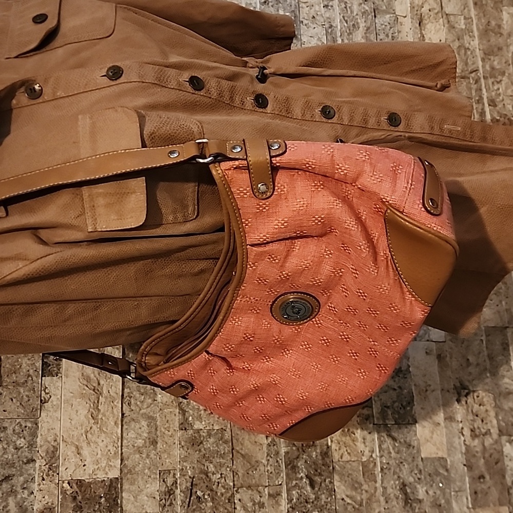 Caribban Joe Shoulder Brown & Peach Bag